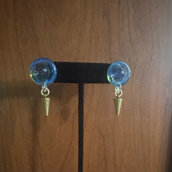Vintage Elegant Blue and Gold Drop Earrings